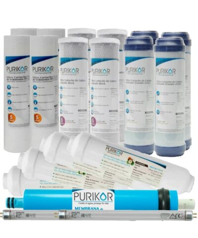 Kit de mantenimiento de 24 meses  equipos de ósmosis inversa con UV modelo PKRO400-6UVP